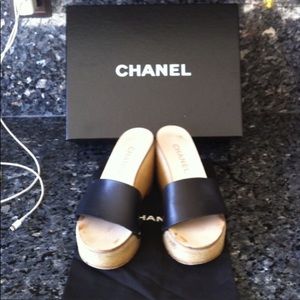 Authentic Black Chanel Mules